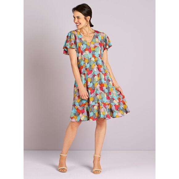 PARSELY & SAGE Flutter Leaves Dress Mulit-color Size XL = 18–20 - Picture 4 of 16